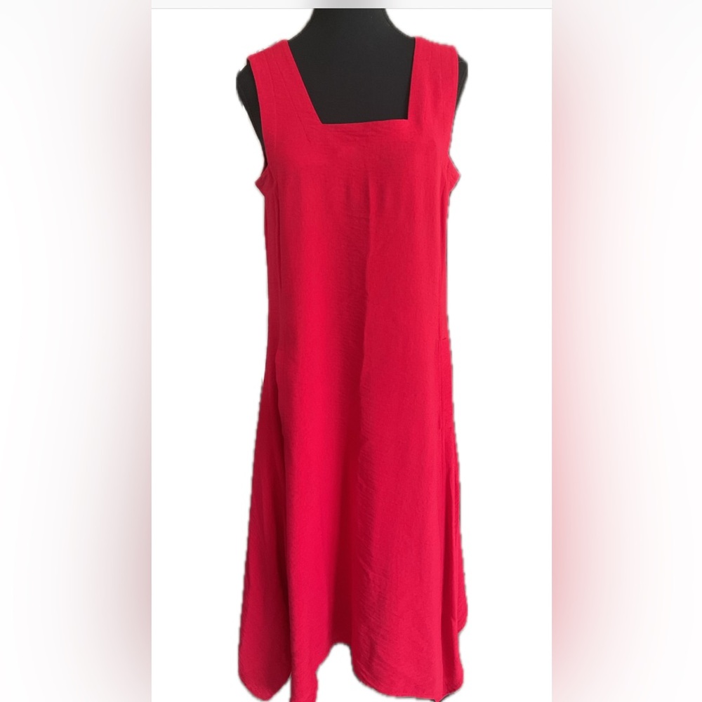 Genesis Fashion FD Red Square neckline Sleeveless Cocktail Dress